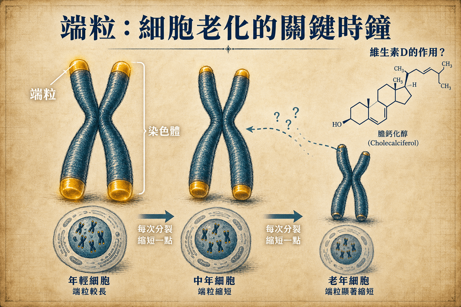補維生素D真的能護端粒抗老嗎？基因才是更深的答案