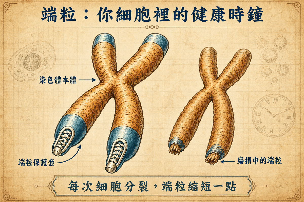 慢性白血病何時要治療?端粒長度揭開病情進展的隱藏線索 | 前言:端粒:你細胞裡的健康時鐘,染色體本體,端粒保護套,磨損中的端粒