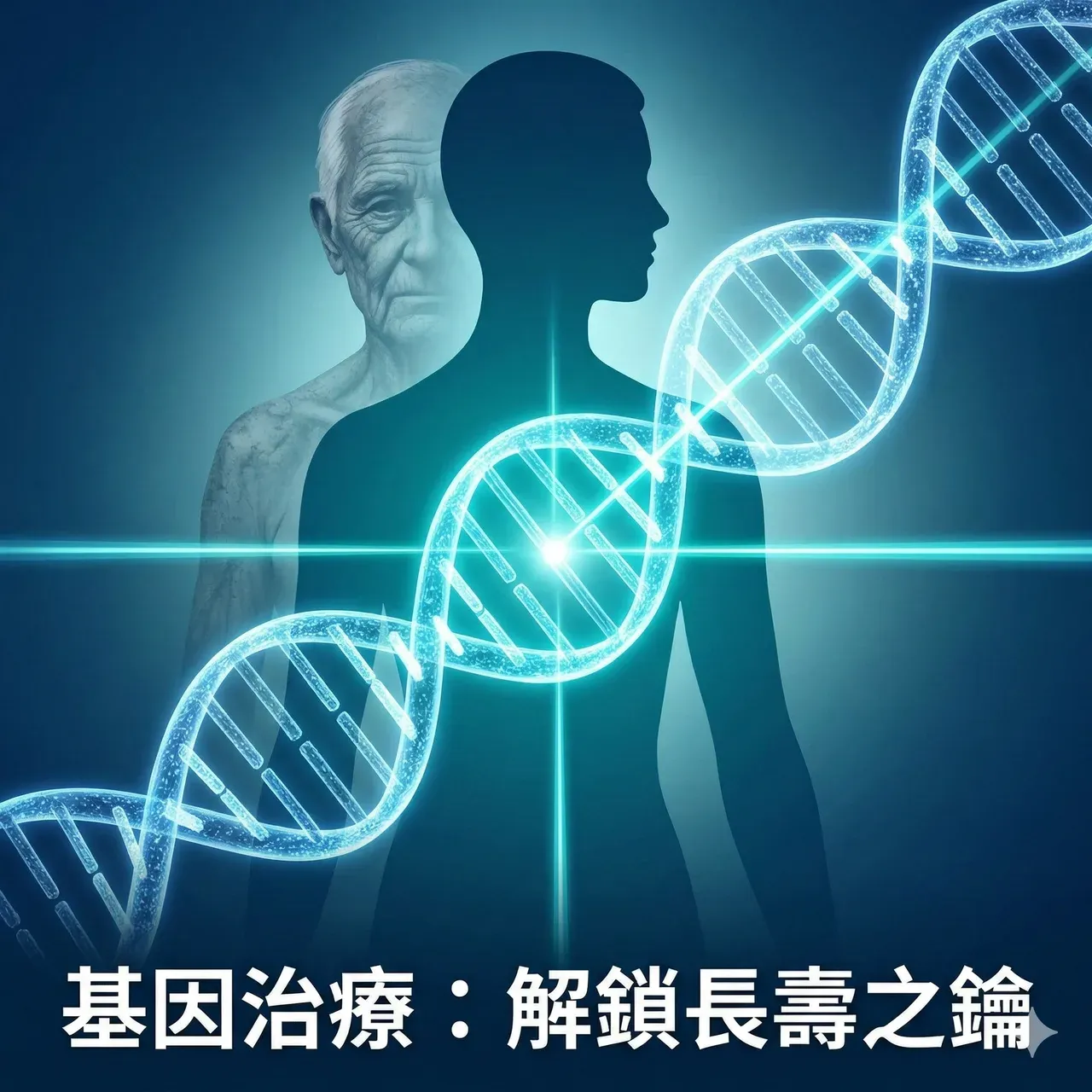 基因治療 2.0:解鎖長壽密碼——從症狀緩解邁向機制重塑的精準醫療新紀元,涵蓋端粒延長、代謝調控與細胞重編程等四大抗衰老基因策略